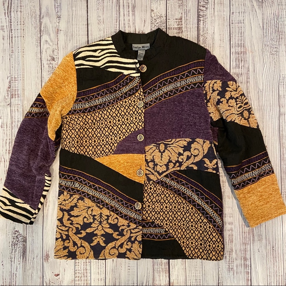 Indigo Moon Boho Patchwork Jacket. Size Medium. - image 7